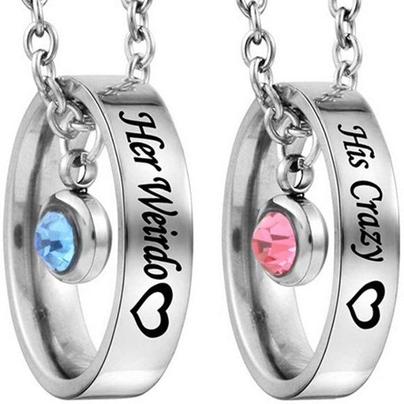 New Matching Necklaces for Couples, His and Hers Engraved Ring Pendant - Picture 7 of 9